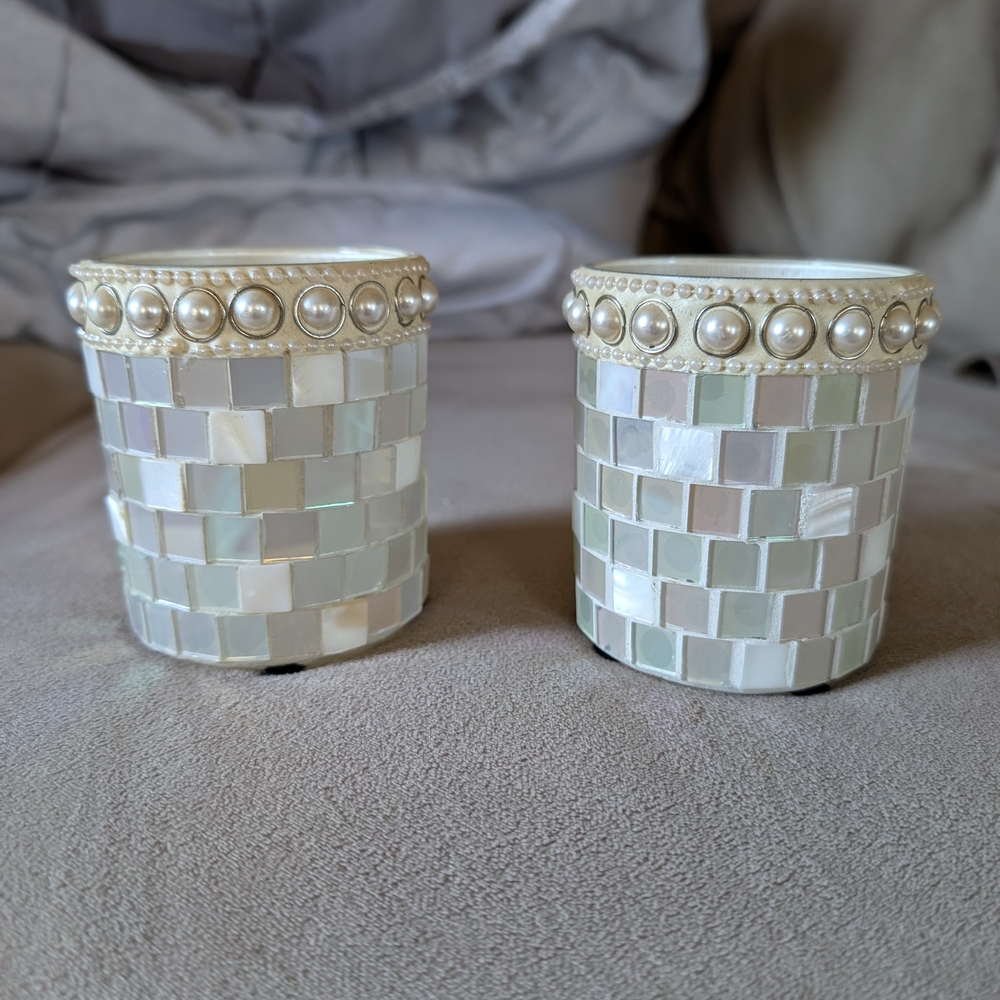 Pearl Mosaic Candle Holders